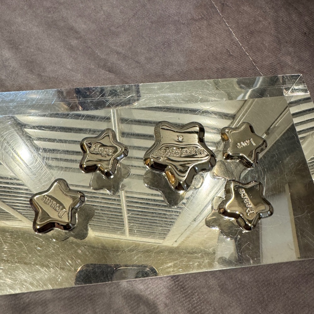 Make A Wish Paperweight Set of 5 Silver‎ Stars RARE Vintage​​